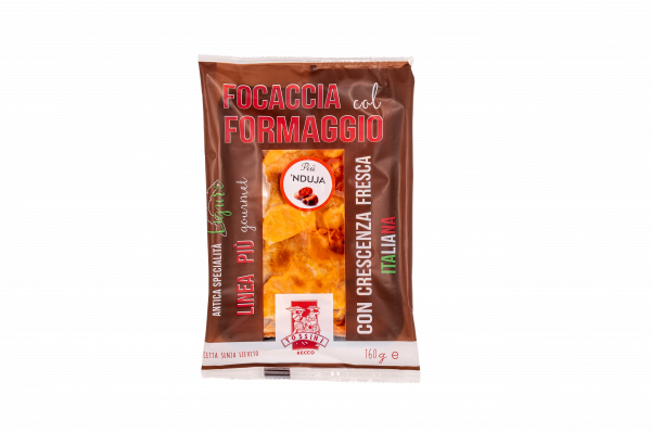 Focaccia col formaggio più ‘nduja - Panificio Pasticceria Fratelli Tossini - Recco, Genova - Maestri focacciai dal 1899 - La Focaccia è Tossini, Tossini è la Focaccia